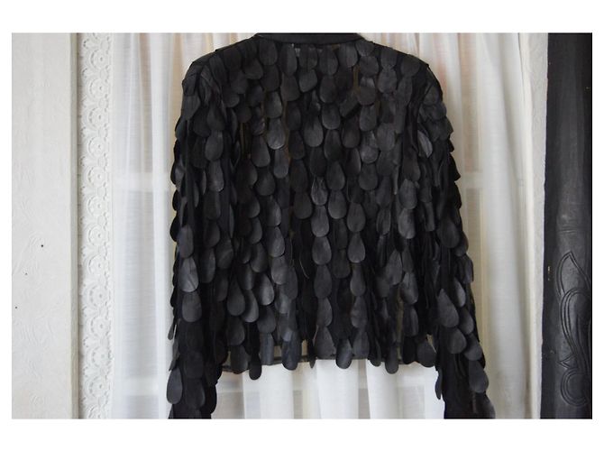 Autre Marque Oversized Lederjacke Schwarz - Ansicht 7