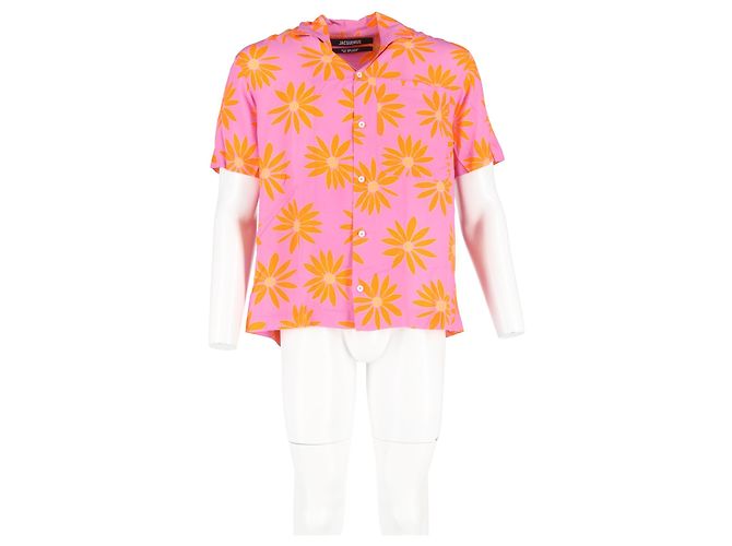 Camicia Jean stampata Jacquemus in viscosa rosa - vista 4