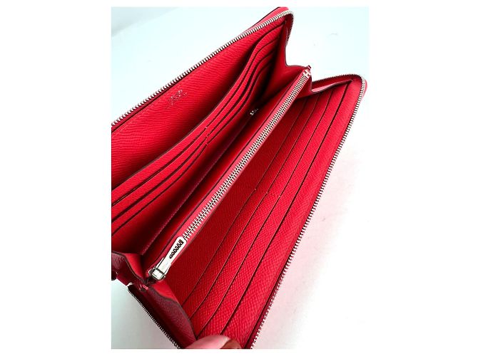 Portafoglio in pelle rosa rossa Azap Lucky Wrist Epsom di Hermès - vista 4