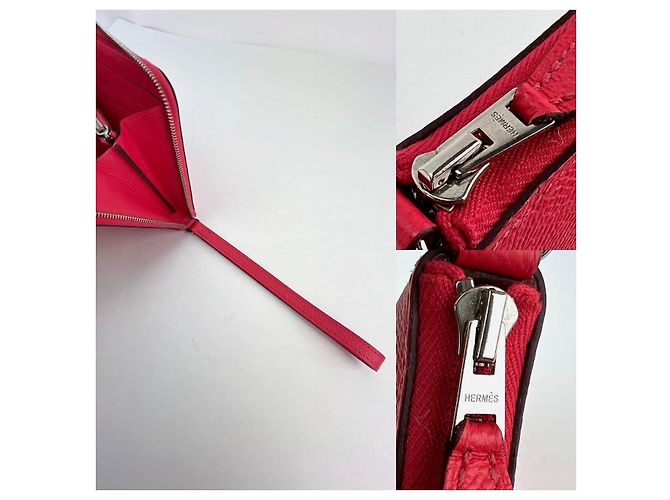 Portafoglio in pelle rosa rossa Azap Lucky Wrist Epsom di Hermès - vista 5