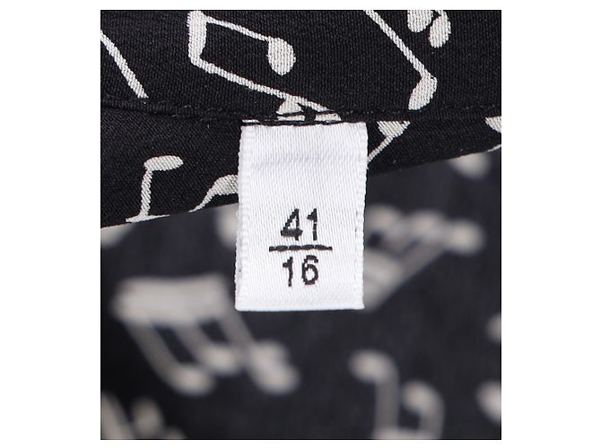 Camicia in seta nera con stampa di note musicali Saint Laurent Nero - vista 11