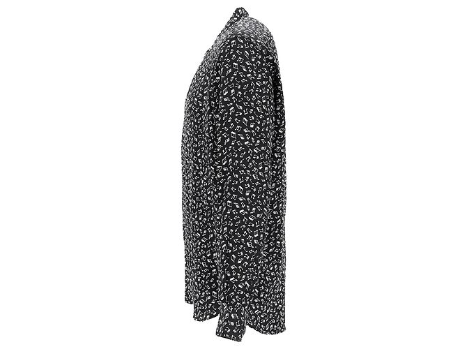 Camicia in seta nera con stampa di note musicali Saint Laurent Nero - vista 2
