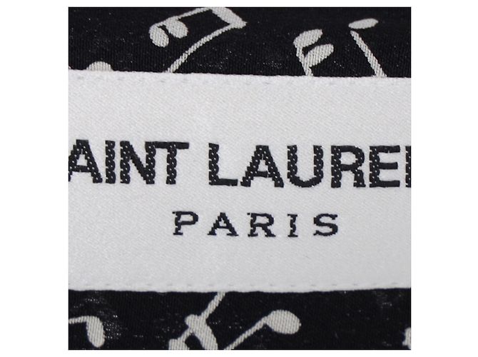 Camicia in seta nera con stampa di note musicali Saint Laurent Nero - vista 4