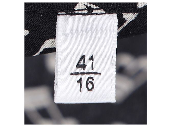 Camicia in seta nera con stampa di note musicali Saint Laurent Nero - vista 5