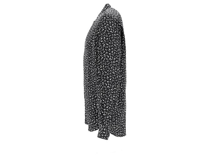 Camicia in seta nera con stampa di note musicali Saint Laurent Nero - vista 8