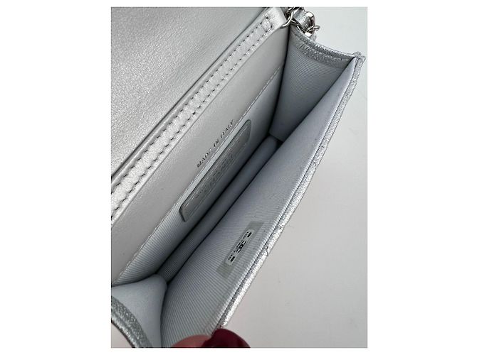 Bolsa de ombro cintura em couro de cabra metálico acolchoado estrela Chanel Prata - vista 5