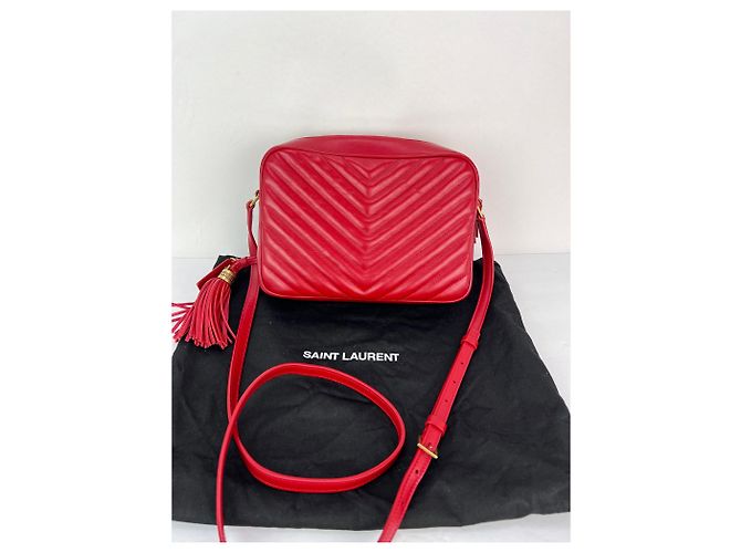 Borsa a tracolla Lou in pelle di vitello trapuntata rossa Saint Laurent Rosso - vista 2