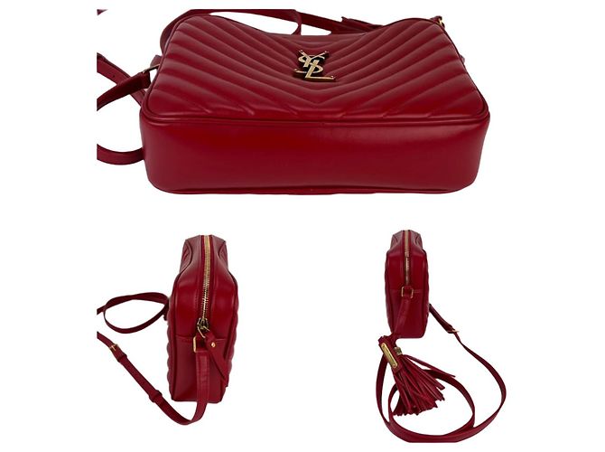 Borsa a tracolla Lou in pelle di vitello trapuntata rossa Saint Laurent Rosso - vista 3