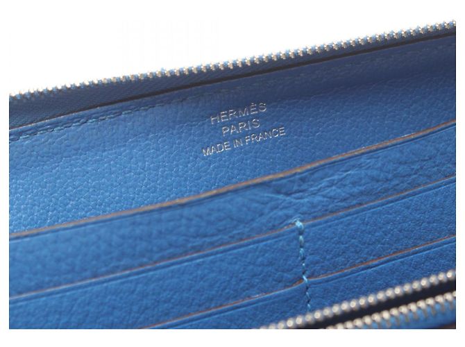 Hermès Portafoglio lungo rotondo Azap Hermes in struzzo blu - vista 4