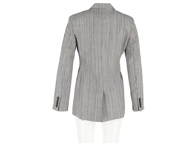 Joseph Houndstooth Double-Breasted Blazer in Grey Wool - view 6