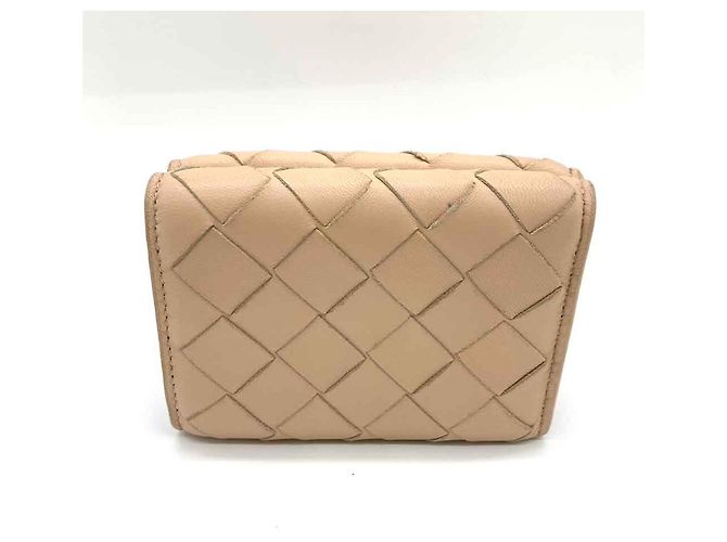 Carteira compacta de couro bege Bottega Veneta - vista 2