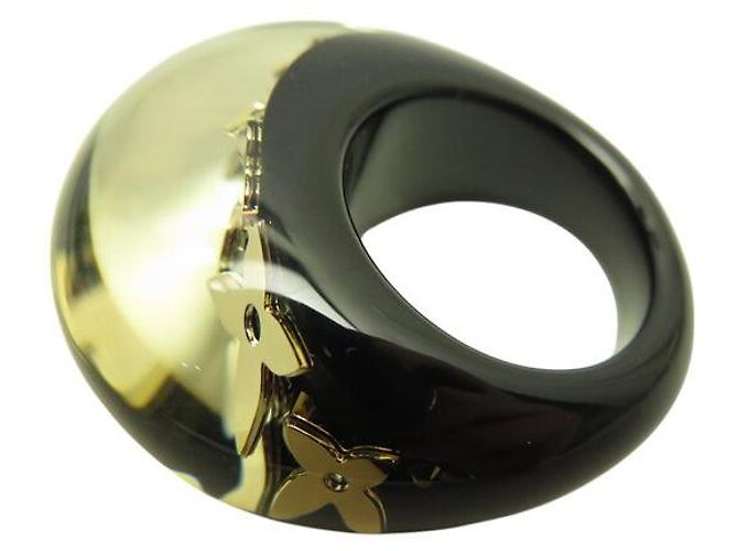 NUOVO ANELLO LOUIS VUITTON INCLUSION MONOGRAM T 50 IN RESINA NERA Nero - vista 2