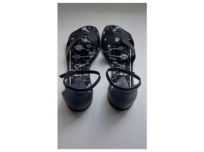Sandali Hermès Santorini in pelle nera Nero - vista 6