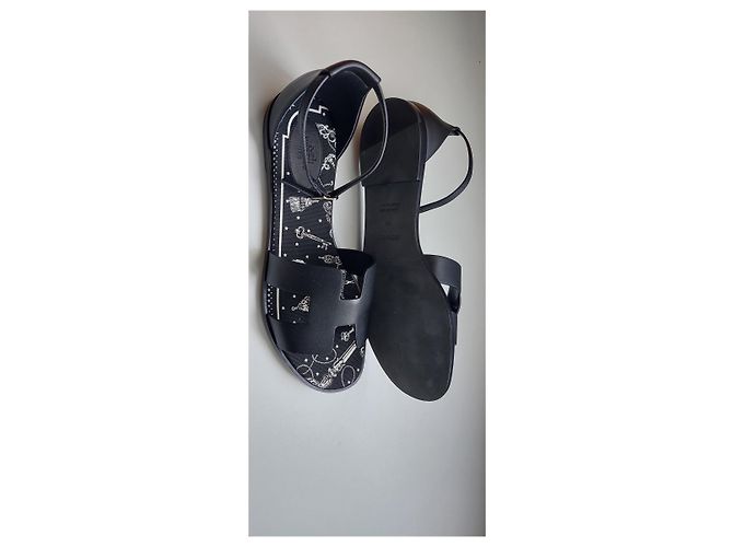 Sandali Hermès Santorini in pelle nera Nero - vista 9