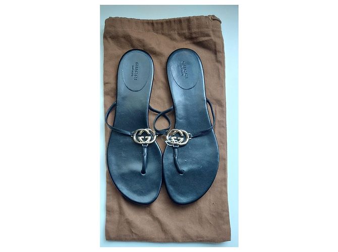 Mules Gucci Double G in pelle nera Nero - vista 3