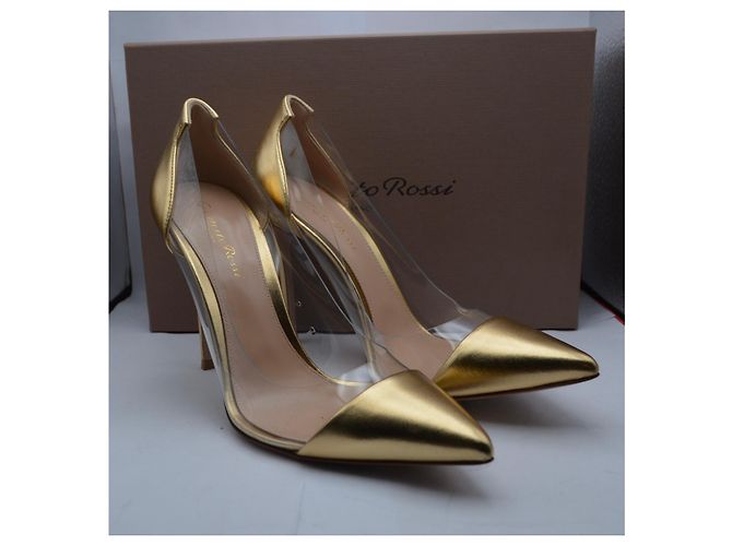 Décolleté Gianvito Rossi Plexy Oro in Pelle - vista 5