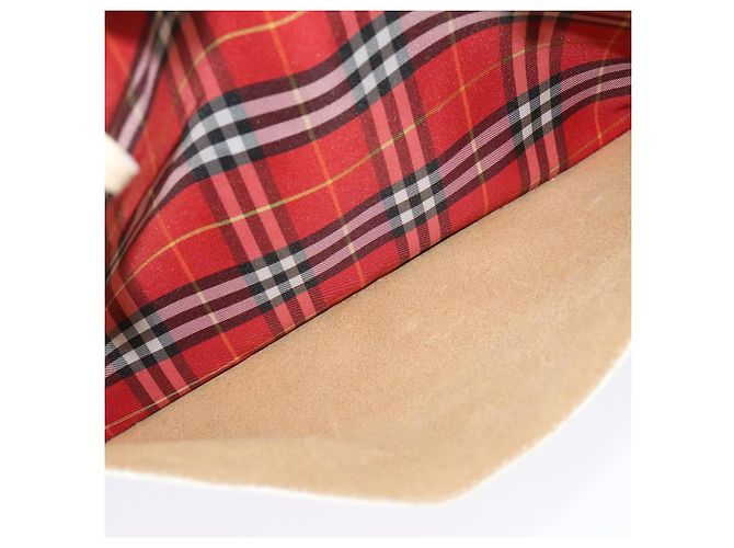 Burberry Nova Check Tote Bag Nylon Rot Beige Auth th5793 - Ansicht 12