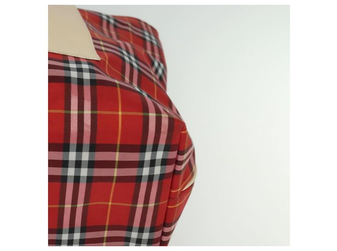 Burberry Nova Check Tote Bag Nylon Rot Beige Auth th5793 - Ansicht 14