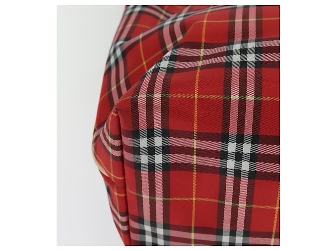 Burberry Nova Check Tote Bag Nylon Rot Beige Auth th5793 - Ansicht 15