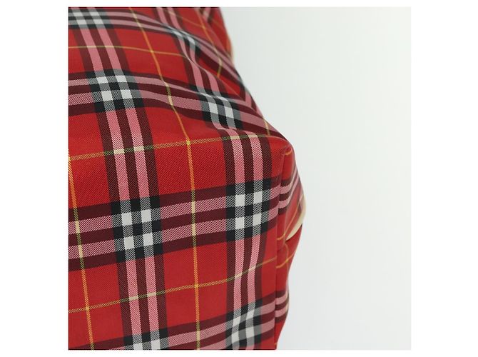 Burberry Nova Check Tote Bag Nylon Rot Beige Auth th5793 - Ansicht 16