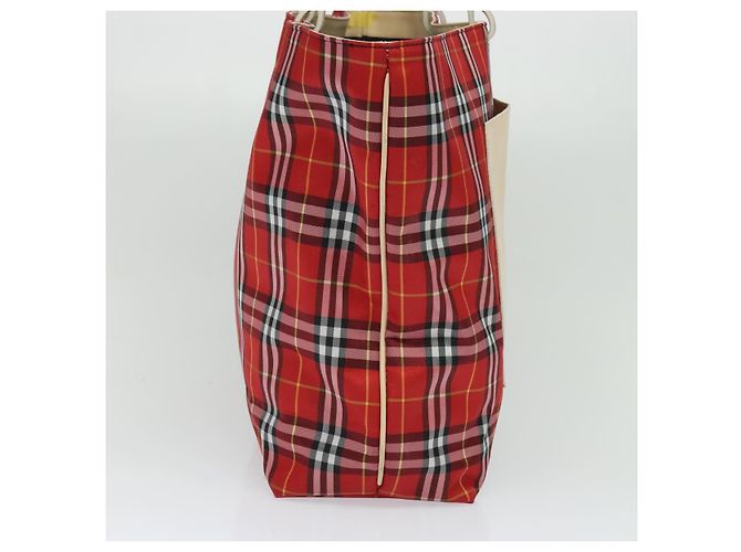 Burberry Nova Check Tote Bag Nylon Rot Beige Auth th5793 - Ansicht 3