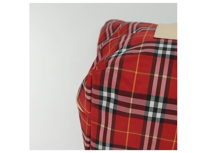 Burberry Nova Check Tote Bag Nylon Rot Beige Auth th5793 - Ansicht 9