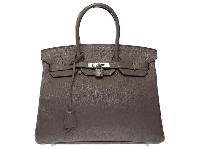 Hermès HERMES Birkin 35 Tasche aus grauem Leder - 102586 - Ansicht 3