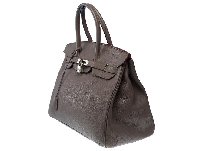 Hermès HERMES Birkin 35 Tasche aus grauem Leder - 102586 - Ansicht 5