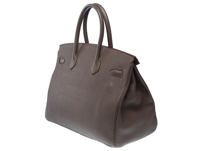 Hermès HERMES Birkin 35 Tasche aus grauem Leder - 102586 - Ansicht 6