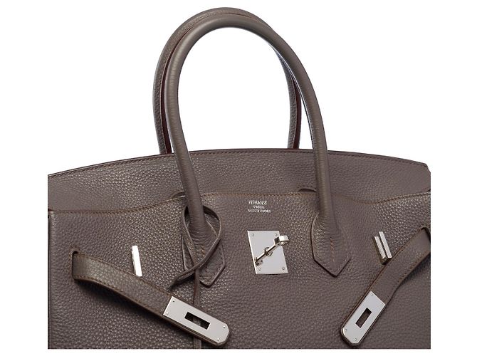 Hermès HERMES Birkin 35 Tasche aus grauem Leder - 102586 - Ansicht 7