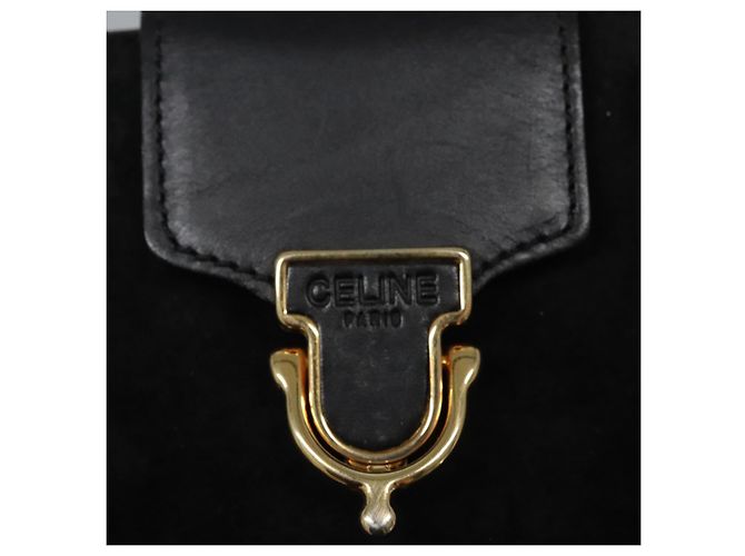 Céline Borsa a Spalla CELINE in Camoscio Nero Auth KD203 - vista 14