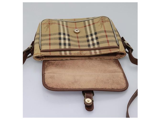 Autre Marque Borsa a spalla Burberrys Nova Check in pelle PVC beige Auth KD166 - vista 10