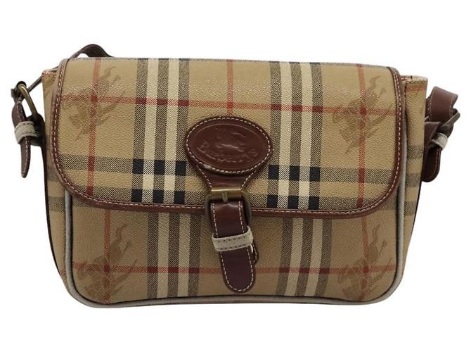 Autre Marque Borsa a spalla Burberrys Nova Check in pelle PVC beige Auth KD166 - vista 13