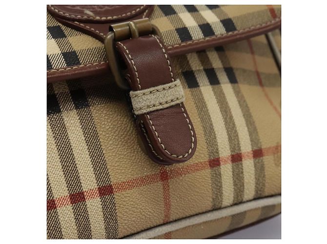 Autre Marque Borsa a spalla Burberrys Nova Check in pelle PVC beige Auth KD166 - vista 19