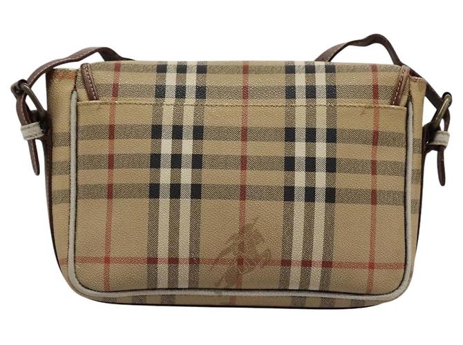 Autre Marque Borsa a spalla Burberrys Nova Check in pelle PVC beige Auth KD166 - vista 2