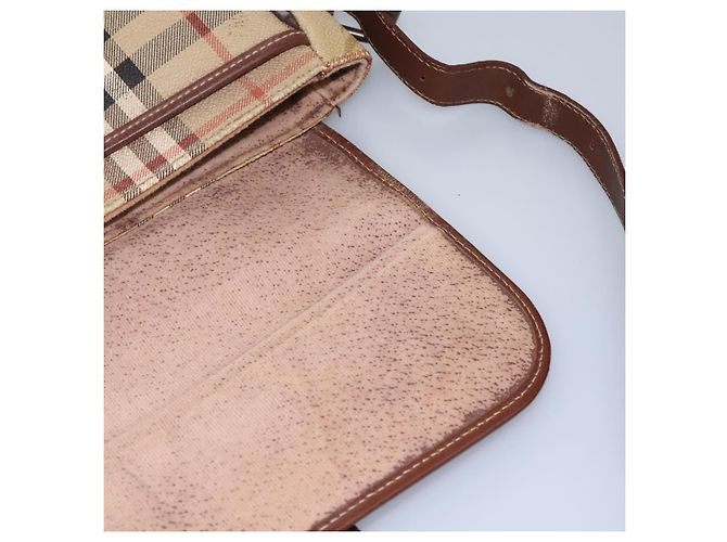 Autre Marque Borsa a spalla Burberrys Nova Check in pelle PVC beige Auth KD166 - vista 21