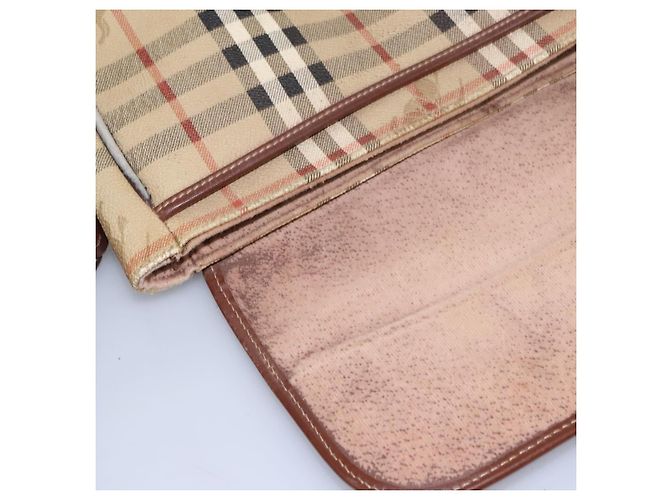 Autre Marque Borsa a spalla Burberrys Nova Check in pelle PVC beige Auth KD166 - vista 22