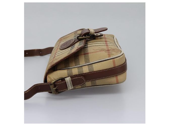 Autre Marque Borsa a spalla Burberrys Nova Check in pelle PVC beige Auth KD166 - vista 3