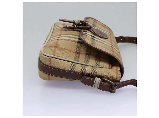 Autre Marque Borsa a spalla Burberrys Nova Check in pelle PVC beige Auth KD166 - vista 4