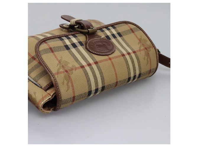 Autre Marque Borsa a spalla Burberrys Nova Check in pelle PVC beige Auth KD166 - vista 6