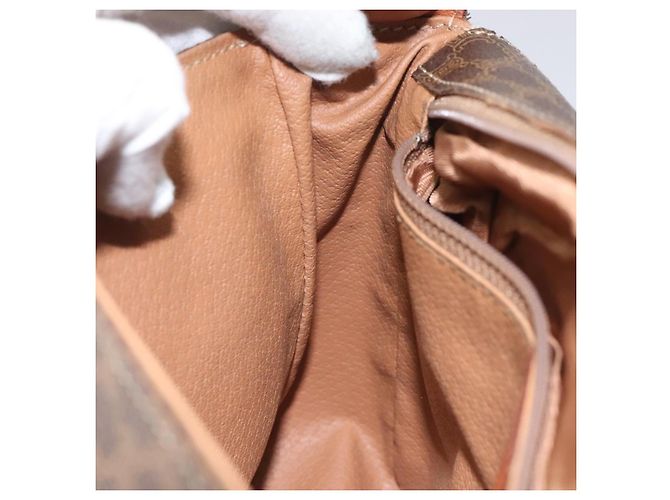 Céline Borsa a spalla in tela Macadam CELINE in pelle PVC marrone oro Auth EC639 D'oro - vista 19