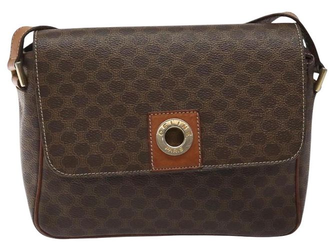Céline Borsa a spalla in tela Macadam CELINE in pelle PVC marrone oro Auth EC639 D'oro - vista 2