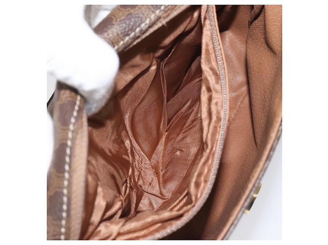 Céline Borsa a spalla in tela Macadam CELINE in pelle PVC marrone oro Auth EC639 D'oro - vista 20