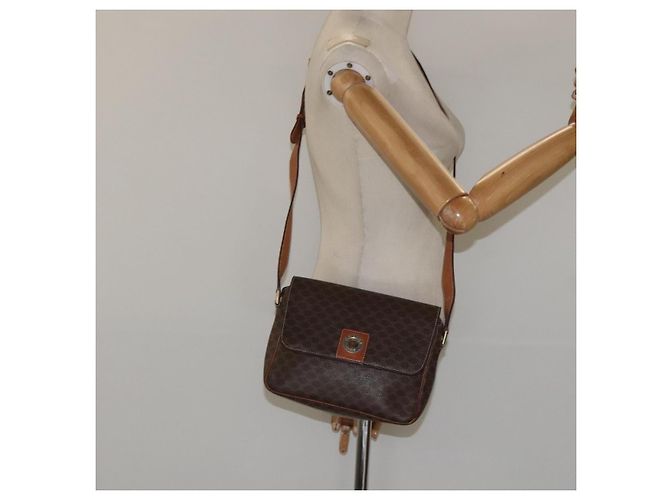 Céline Borsa a spalla in tela Macadam CELINE in pelle PVC marrone oro Auth EC639 D'oro - vista 21