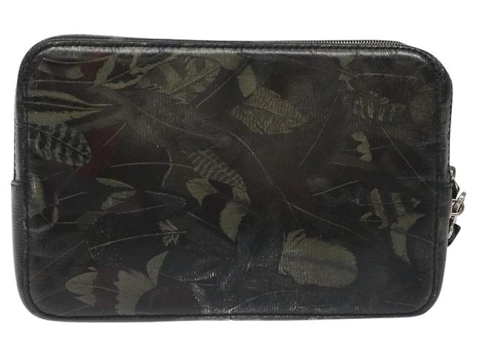 Bolsa clutch de couro preto e dourado Salvatore Ferragamo Auth bs23562 - vista 3