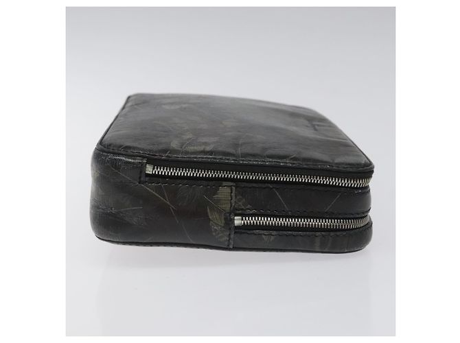 Bolsa clutch de couro preto e dourado Salvatore Ferragamo Auth bs23562 - vista 4
