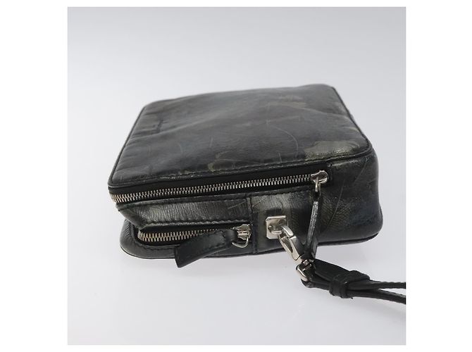 Bolsa clutch de couro preto e dourado Salvatore Ferragamo Auth bs23562 - vista 5