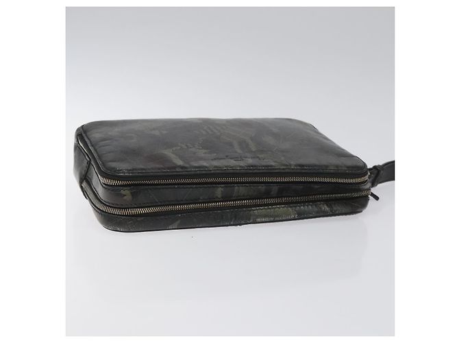 Bolsa clutch de couro preto e dourado Salvatore Ferragamo Auth bs23562 - vista 6