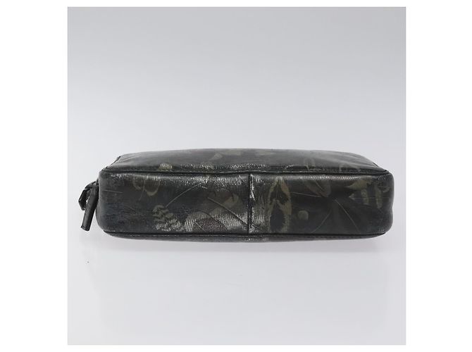 Bolsa clutch de couro preto e dourado Salvatore Ferragamo Auth bs23562 - vista 7