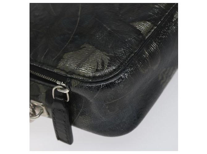 Bolsa clutch de couro preto e dourado Salvatore Ferragamo Auth bs23562 - vista 9